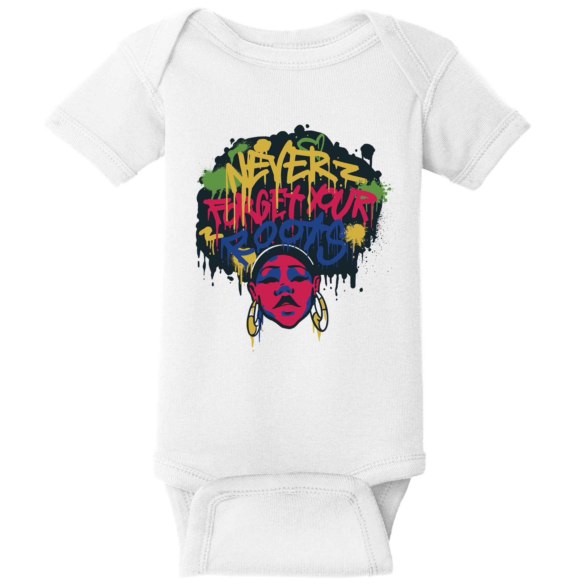 Black History Month Never Forget Your Roots Afro Baby Bodysuit