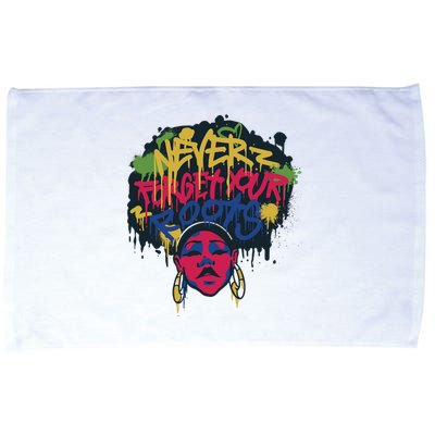 Black History Month Never Forget Your Roots Afro Microfiber Hand Towel