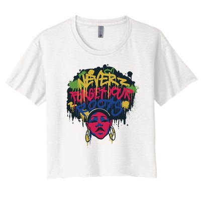 Black History Month Never Forget Your Roots Afro Women's Crop Top Tee