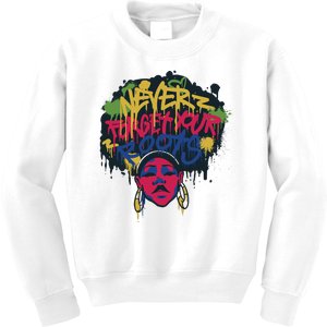 Black History Month Never Forget Your Roots Afro Kids Sweatshirt