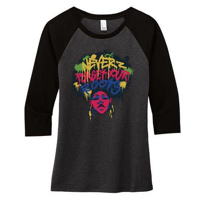 Black History Month Never Forget Your Roots Afro Women's Tri-Blend 3/4-Sleeve Raglan Shirt