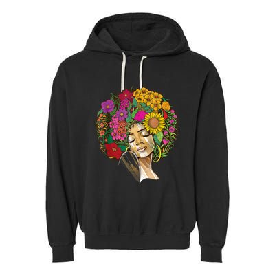 Black History Month Afro Lover Black Strong Women Afro Love Melanin African Girl Garment-Dyed Fleece Hoodie