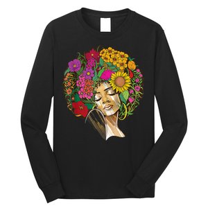 Black History Month Afro Lover Black Strong Women Afro Love Melanin African Girl Long Sleeve Shirt