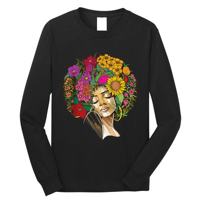 Black History Month Afro Lover Black Strong Women Afro Love Melanin African Girl Long Sleeve Shirt