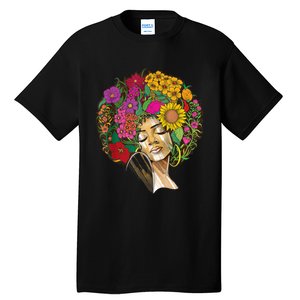 Black History Month Afro Lover Black Strong Women Afro Love Melanin African Girl Tall T-Shirt