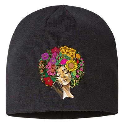 Black History Month Afro Lover Black Strong Women Afro Love Melanin African Girl Sustainable Beanie