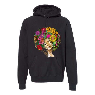 Black History Month Afro Lover Black Strong Women Afro Love Melanin African Girl Premium Hoodie