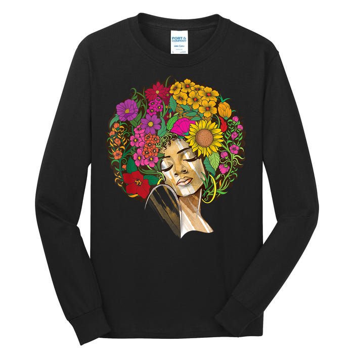 Black History Month Afro Lover Black Strong Women Afro Love Melanin African Girl Tall Long Sleeve T-Shirt