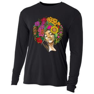 Black History Month Afro Lover Black Strong Women Afro Love Melanin African Girl Cooling Performance Long Sleeve Crew