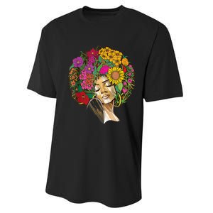 Black History Month Afro Lover Black Strong Women Afro Love Melanin African Girl Performance Sprint T-Shirt