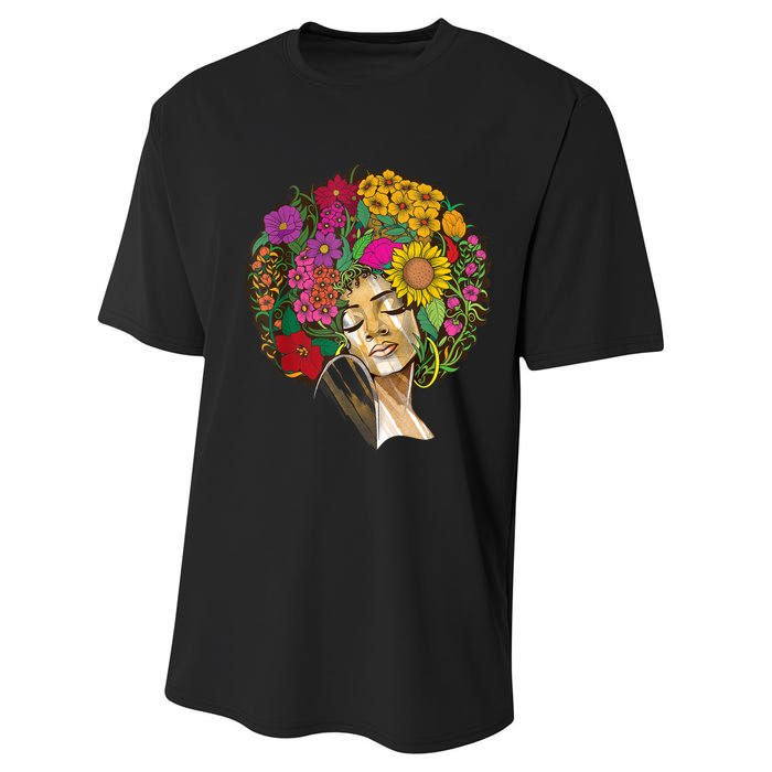 Black History Month Afro Lover Black Strong Women Afro Love Melanin African Girl Performance Sprint T-Shirt