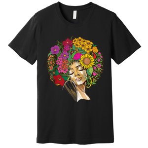 Black History Month Afro Lover Black Strong Women Afro Love Melanin African Girl Premium T-Shirt