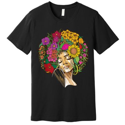 Black History Month Afro Lover Black Strong Women Afro Love Melanin African Girl Premium T-Shirt