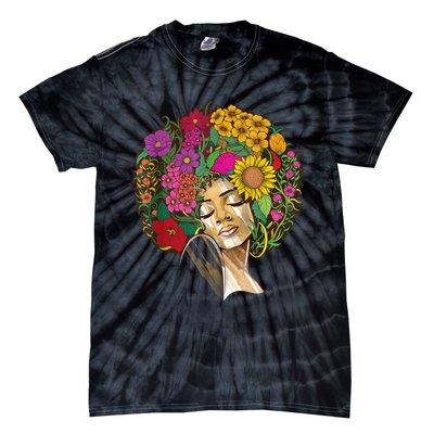 Black History Month Afro Lover Black Strong Women Afro Love Melanin African Girl Tie-Dye T-Shirt