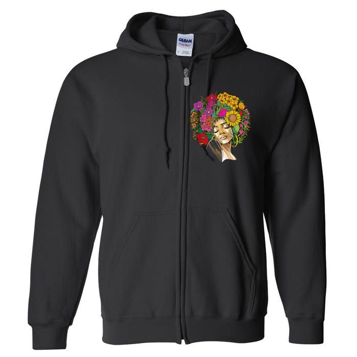 Black History Month Afro Lover Black Strong Women Afro Love Melanin African Girl Full Zip Hoodie