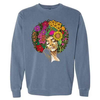 Black History Month Afro Lover Black Strong Women Afro Love Melanin African Girl Garment-Dyed Sweatshirt