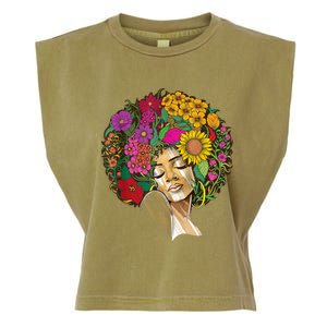 Black History Month Afro Lover Black Strong Women Afro Love Melanin African Girl Garment-Dyed Women's Muscle Tee