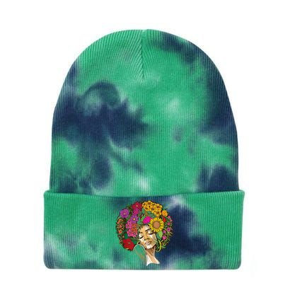 Black History Month Afro Lover Black Strong Women Afro Love Melanin African Girl Tie Dye 12in Knit Beanie