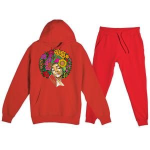 Black History Month Afro Lover Black Strong Women Afro Love Melanin African Girl Premium Hooded Sweatsuit Set