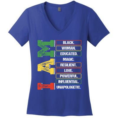 Black History Month I Am Black Educated Melanin Blm Gift Women's V-Neck T-Shirt