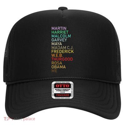 Black History Month Black LeaderS High Crown Mesh Back Trucker Hat