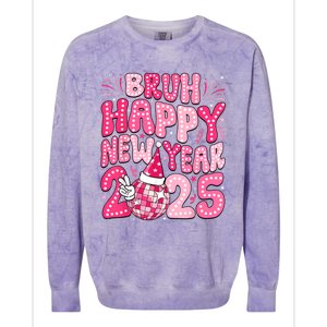 Bruh Happy New Year 2025 Family New Years Eve Party Girl Colorblast Crewneck Sweatshirt