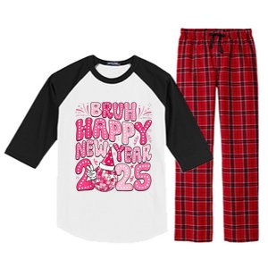 Bruh Happy New Year 2025 Family New Years Eve Party Girl Raglan Sleeve Pajama Set