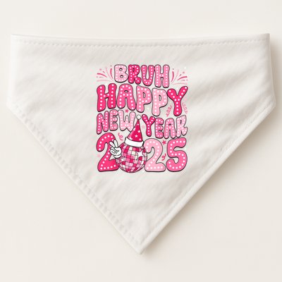 Bruh Happy New Year 2025 Family New Years Eve Party Girl USA-Made Doggie Bandana
