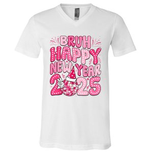 Bruh Happy New Year 2025 Family New Years Eve Party Girl V-Neck T-Shirt