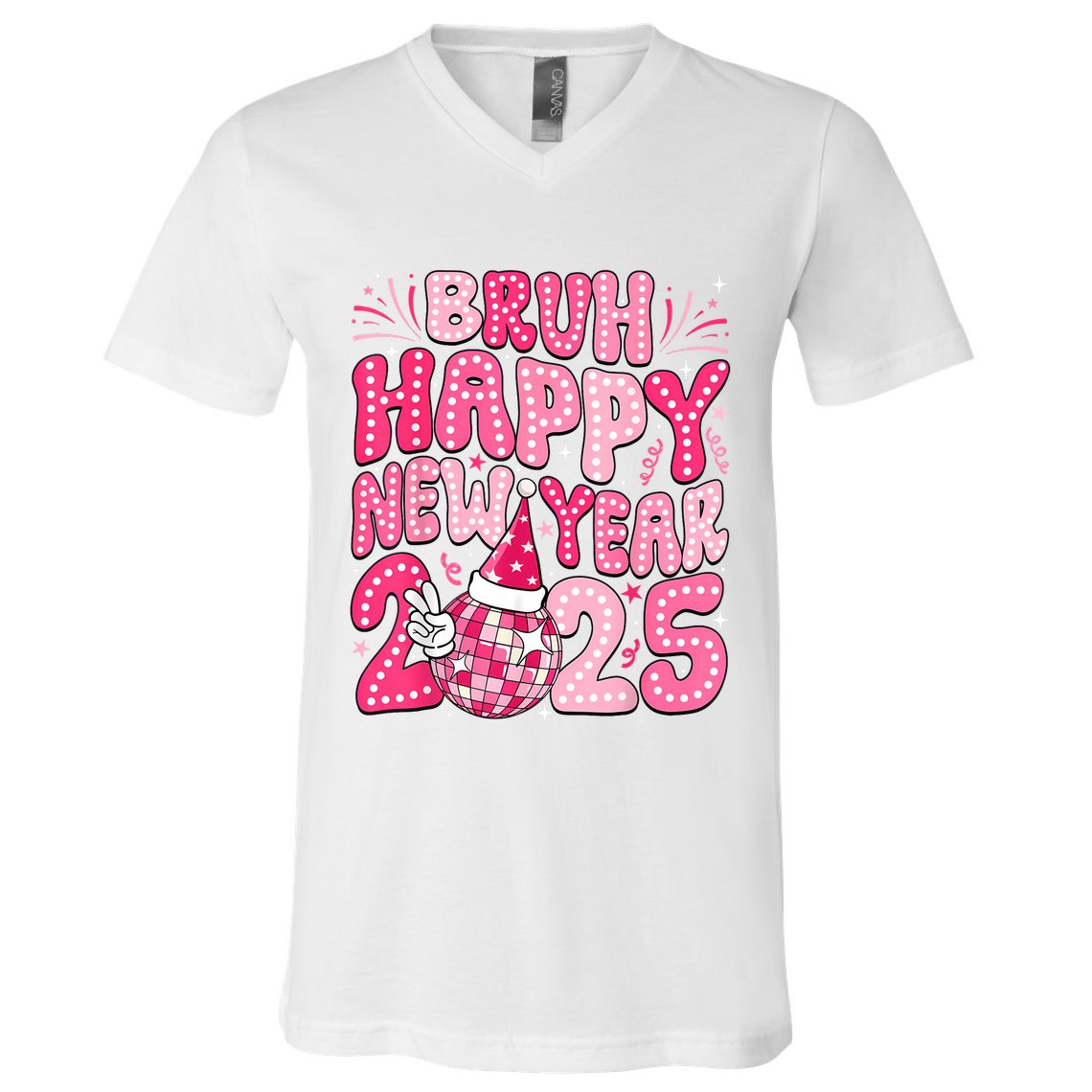 Bruh Happy New Year 2025 Family New Years Eve Party Girl V-Neck T-Shirt