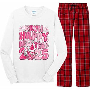 Bruh Happy New Year 2025 Family New Years Eve Party Girl Long Sleeve Pajama Set