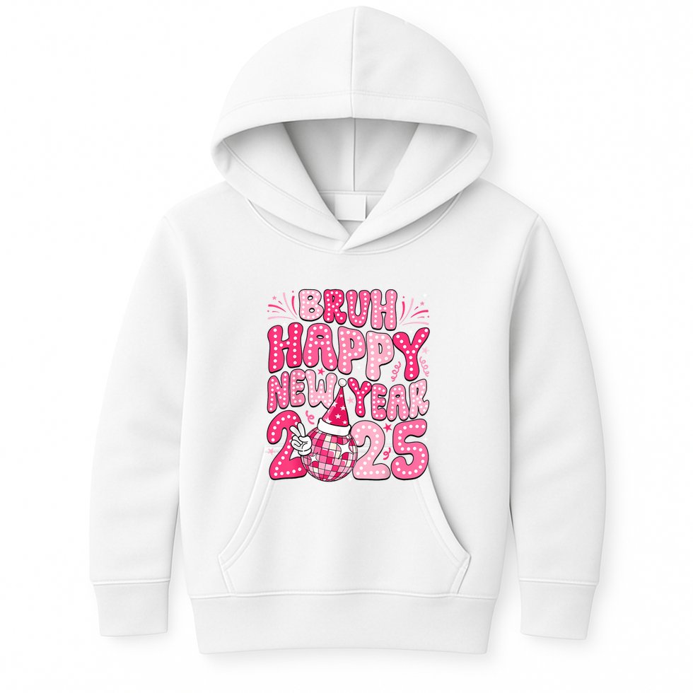 Bruh Happy New Year 2025 Family New Years Eve Party Girl Kids Hoodie