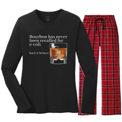 Bourbon Has Never Been Recalled For Ecoli Suck It Lettuce Women's Long Sleeve Flannel Pajama Set 