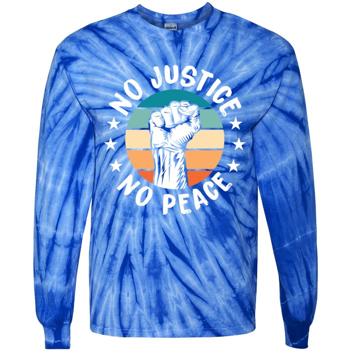 Black History No Peace No Justice African American Funny Gift Meaningful Gift Tie-Dye Long Sleeve Shirt