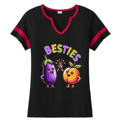 Besties Hilarious Naughty Humor Joke Saying Gag  Ladies Halftime Notch Neck Tee