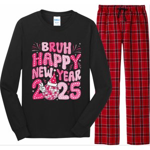 Bruh Happy New Year 2025 Family New Years Eve Party Girl Long Sleeve Pajama Set