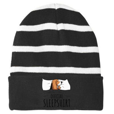 Basset Hound Official Sleep Striped Beanie with Solid Band