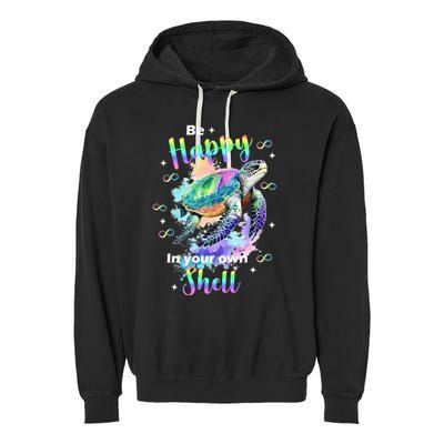 Be Happy On Your Own Colorful Turtle Self Love Garment-Dyed Fleece Hoodie
