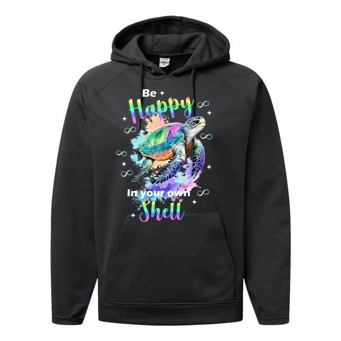 Be Happy On Your Own Colorful Turtle Self Love Performance Fleece Hoodie