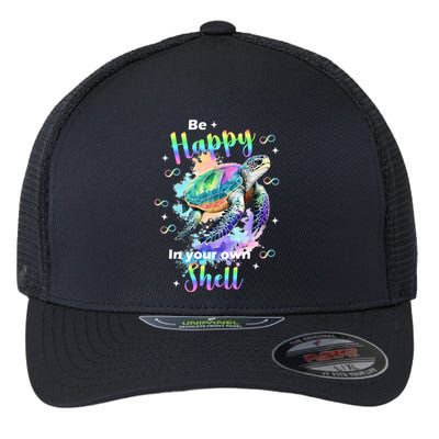 Be Happy On Your Own Colorful Turtle Self Love Flexfit Unipanel Trucker Cap