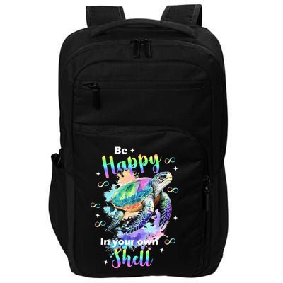 Be Happy On Your Own Colorful Turtle Self Love Impact Tech Backpack
