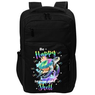 Be Happy On Your Own Colorful Turtle Self Love Impact Tech Backpack