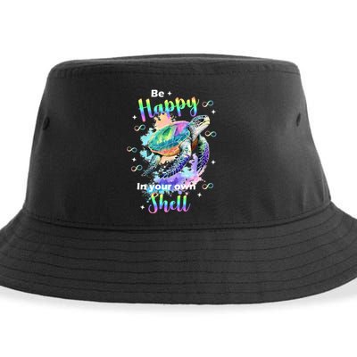 Be Happy On Your Own Colorful Turtle Self Love Sustainable Bucket Hat