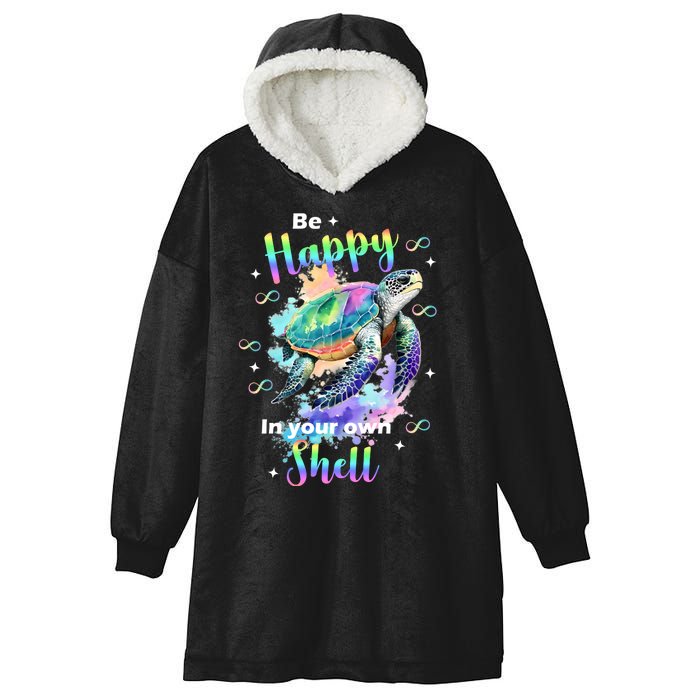 Be Happy On Your Own Colorful Turtle Self Love Hooded Wearable Blanket