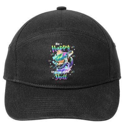 Be Happy On Your Own Colorful Turtle Self Love 7-Panel Snapback Hat