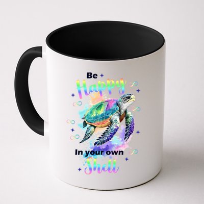 Be Happy On Your Own Colorful Turtle Self Love Mug