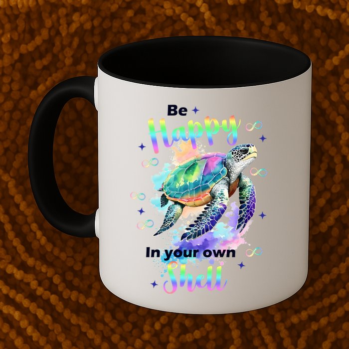 Be Happy On Your Own Colorful Turtle Self Love Mug