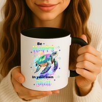 Be Happy On Your Own Colorful Turtle Self Love Mug