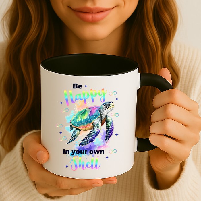 Be Happy On Your Own Colorful Turtle Self Love Mug