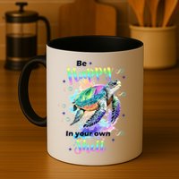 Be Happy On Your Own Colorful Turtle Self Love Mug
